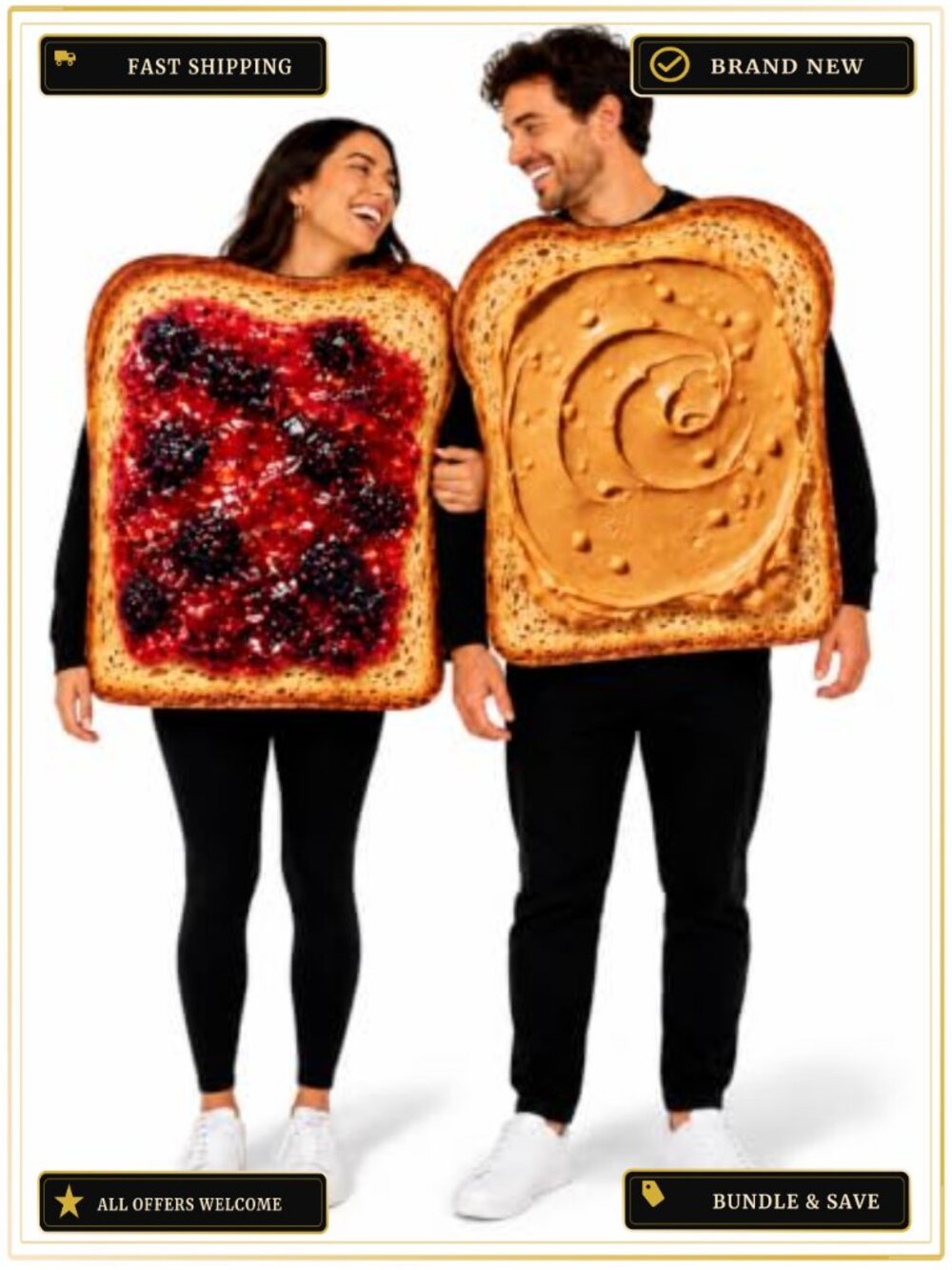 Peanut Butter & Jelly Adult Couple Halloween Costume Matching Duo